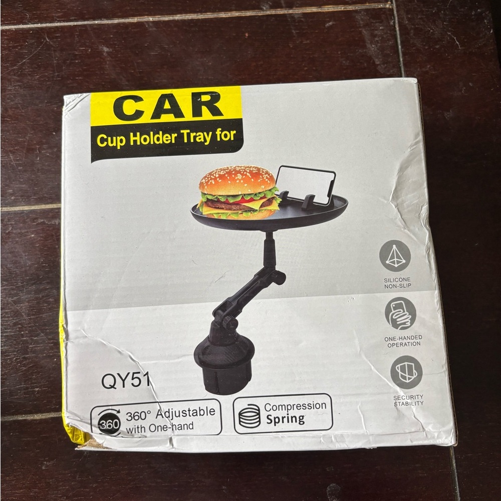 Car Cup Holder Tray Adjustable Arm nonslip phone swivel food space saver vehicle